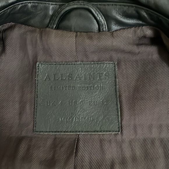 ALL SAINTS Limited Edition Raven Biker Leather Jacket size 0 Black - Picture 6 of 7